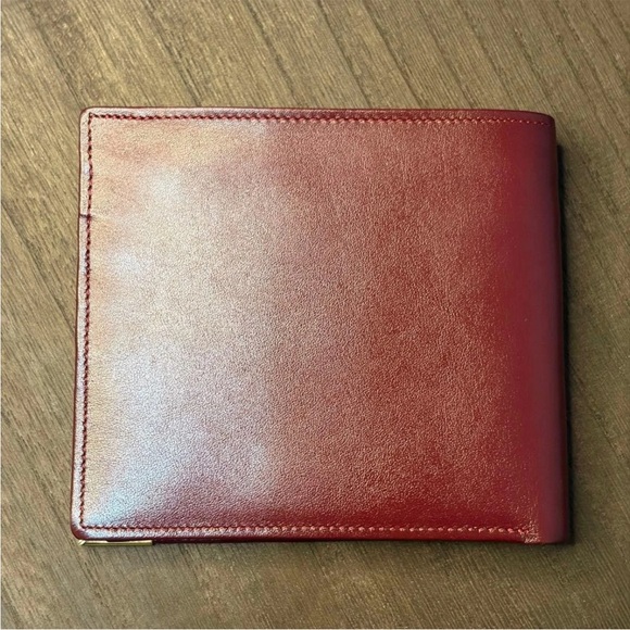 Yves Saint Laurent Burgundy Leather Wallet with Gold Corners - Picture 3 of 13